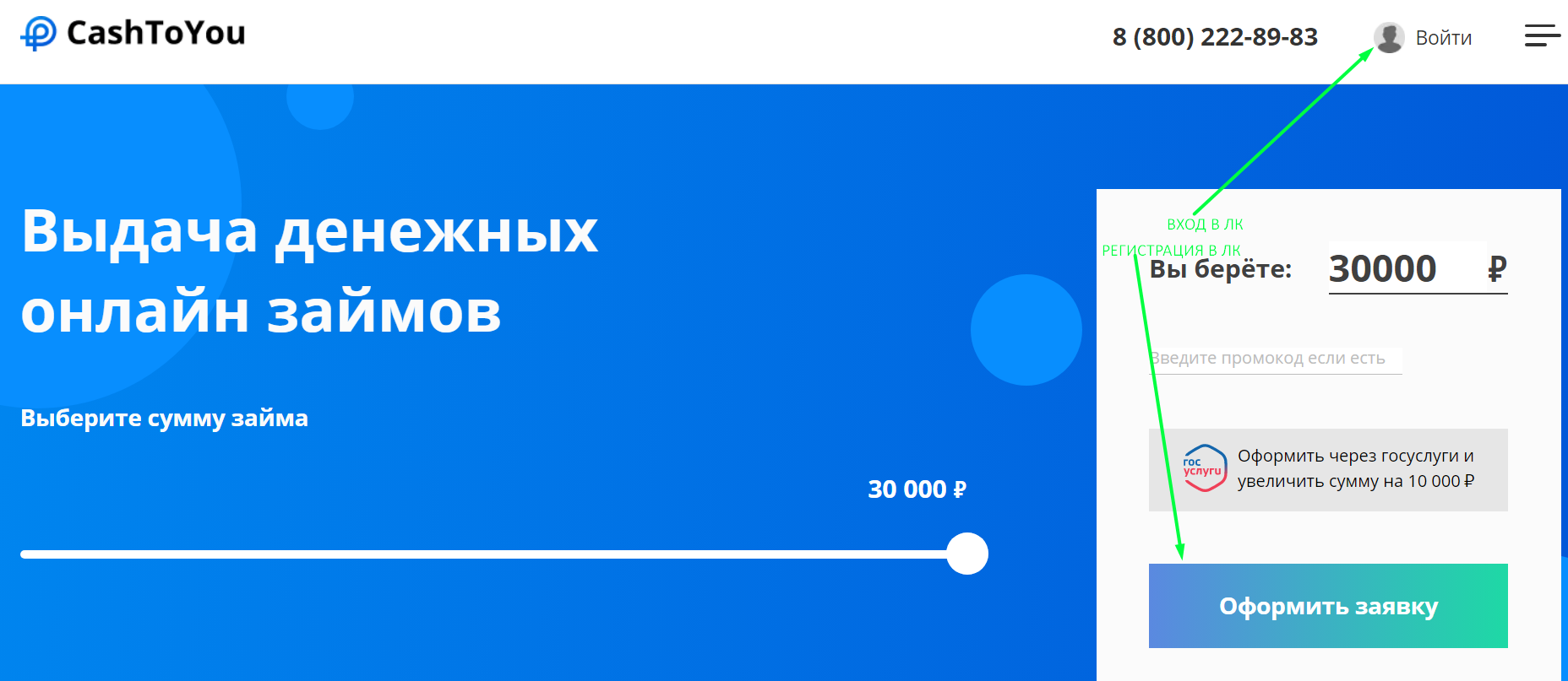 CashToYou личный кабинет