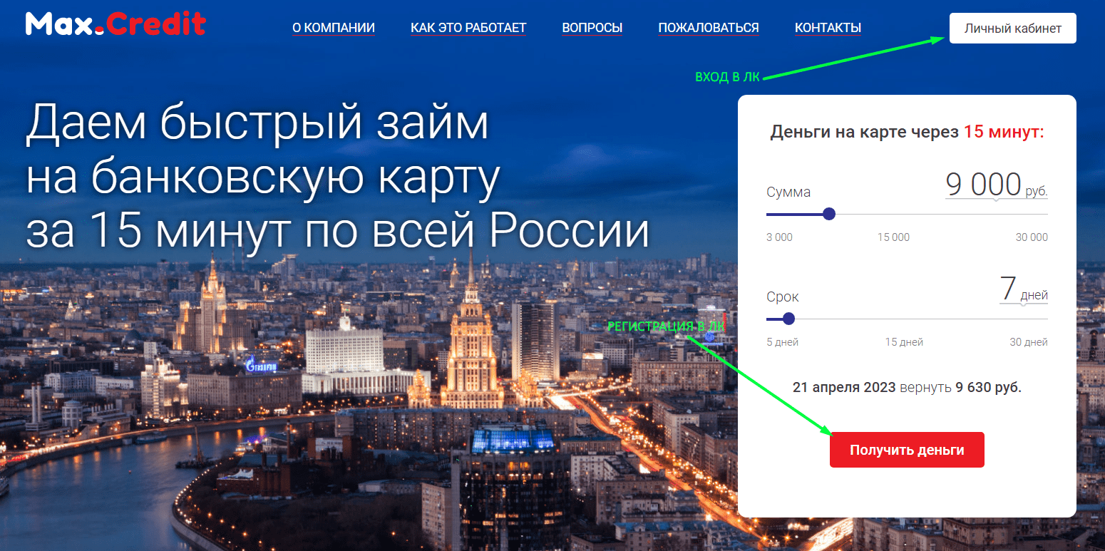 maxcredit личный кабинет