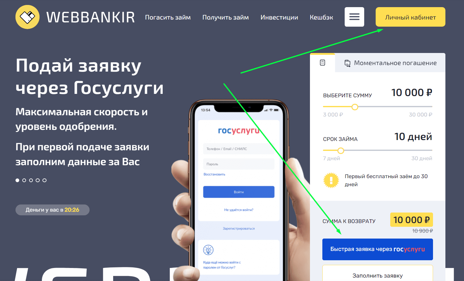 Личный кабинет Webbankir