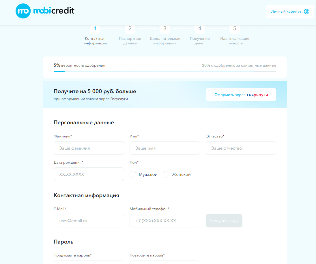 Мобикредит личный кабинет